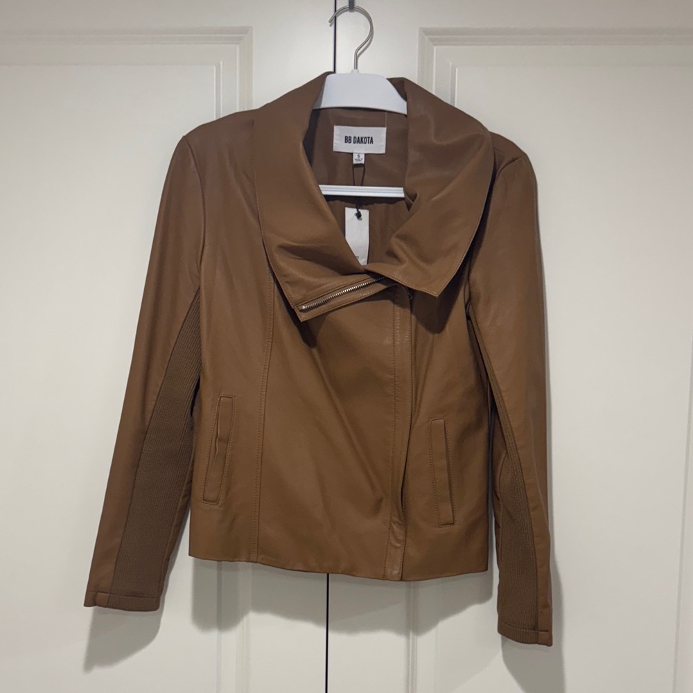 BB Dakota Women's Brown Faux Leather Jacket NWT